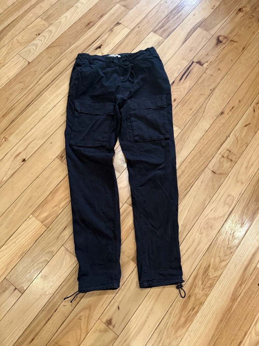 Pacsun Cargo Pants Size Large Black Stretch Slim Utility Drawstring Waist